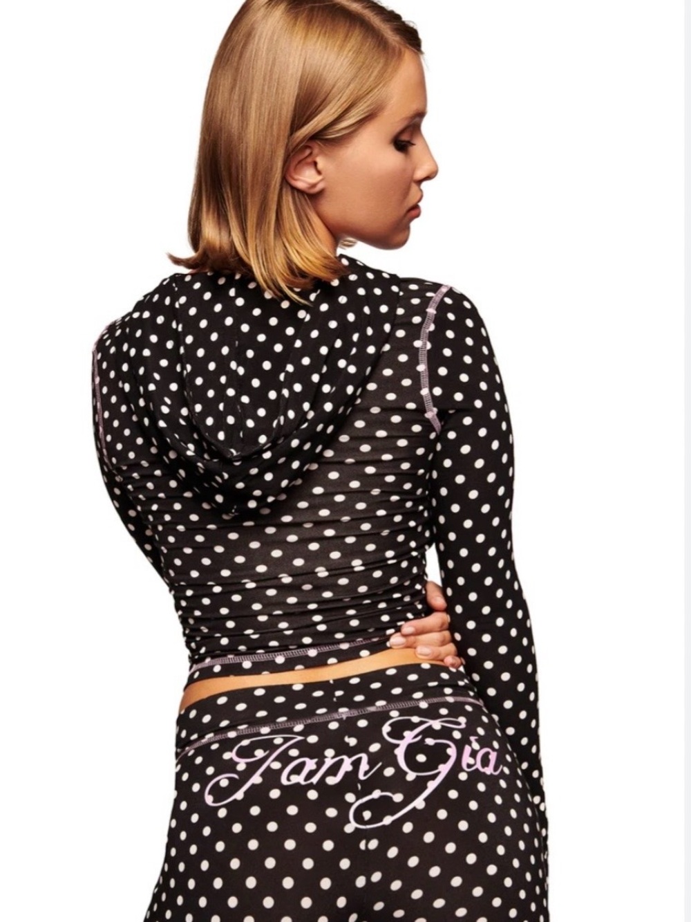 I.AM.GIA Black & White Polka Dot flare leggings